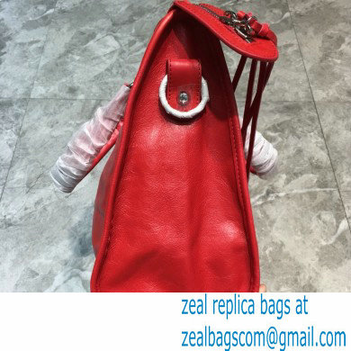 Balenciaga Classic City Medium Bag with Logo Strap Red