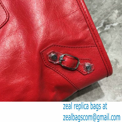 Balenciaga Classic City Medium Bag with Logo Strap Red