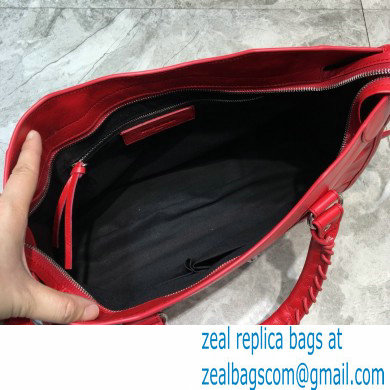 Balenciaga Classic City Medium Bag with Logo Strap Red