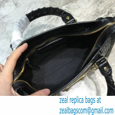 Balenciaga Classic City Mini Bag Crocodile Embossed Calfskin Black/Gold - Click Image to Close