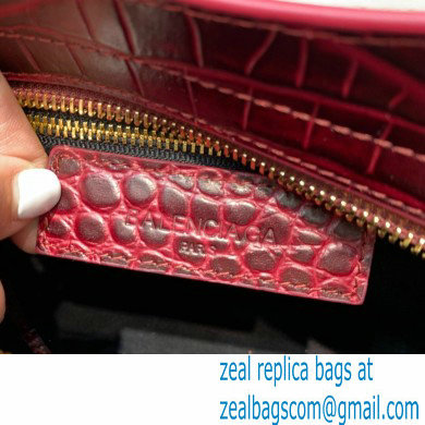 Balenciaga Classic City Mini Bag Crocodile Embossed Calfskin Burgundy/Gold - Click Image to Close