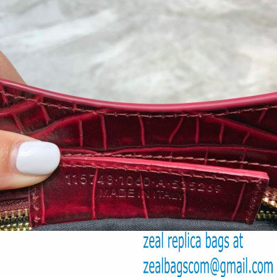 Balenciaga Classic City Mini Bag Crocodile Embossed Calfskin Burgundy/Gold - Click Image to Close