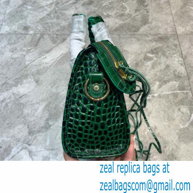 Balenciaga Classic City Mini Bag Crocodile Embossed Calfskin Green/Gold - Click Image to Close