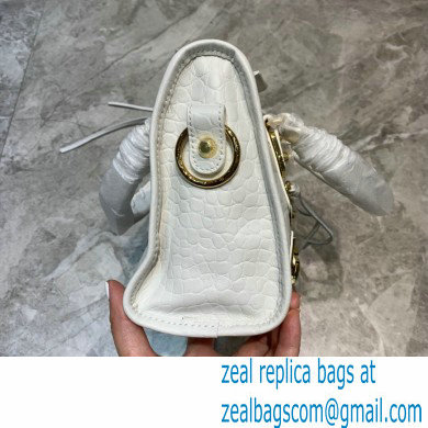 Balenciaga Classic City Mini Bag Crocodile Embossed Calfskin White/Gold - Click Image to Close