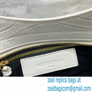 Balenciaga Classic City Mini Bag Crocodile Embossed Calfskin White/Gold