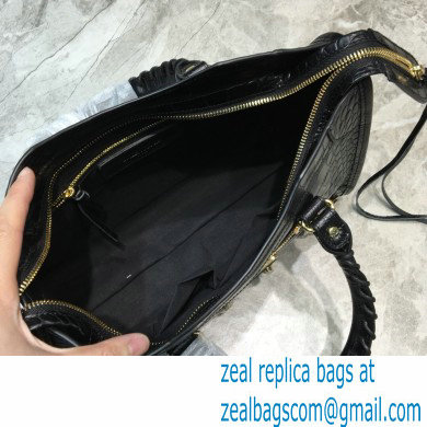 Balenciaga Classic City Small Bag Crocodile Embossed Calfskin Black/Gold - Click Image to Close