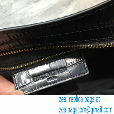 Balenciaga Classic City Small Bag Crocodile Embossed Calfskin Black/Gold - Click Image to Close