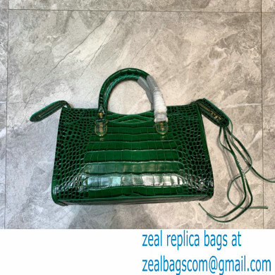 Balenciaga Classic City Small Bag Crocodile Embossed Calfskin Green/Gold