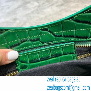 Balenciaga Classic City Small Bag Crocodile Embossed Calfskin Green/Gold