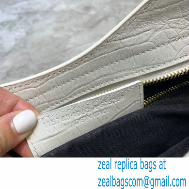 Balenciaga Classic City Small Bag Crocodile Embossed Calfskin White/Gold - Click Image to Close