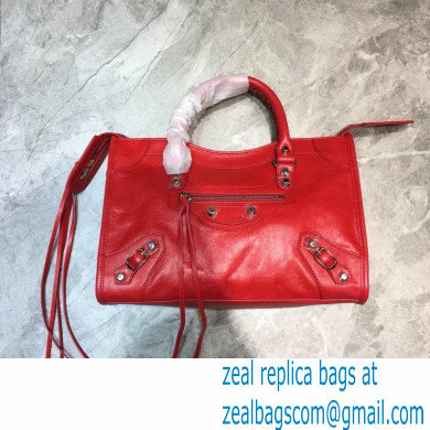 Balenciaga Classic City Small Bag with Logo Strap Red