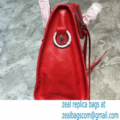 Balenciaga Classic City Small Bag with Logo Strap Red - Click Image to Close