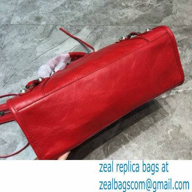 Balenciaga Classic City Small Bag with Logo Strap Red