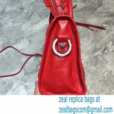 Balenciaga Classic Mini City Bag with Logo Strap Red