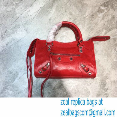 Balenciaga Classic Mini City Bag with Logo Strap Red - Click Image to Close