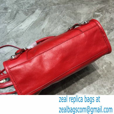 Balenciaga Classic Mini City Bag with Logo Strap Red