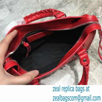 Balenciaga Classic Mini City Bag with Logo Strap Red - Click Image to Close