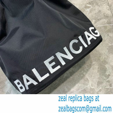 Balenciaga Wheel S Drawstring Bucket Bag Nylon Black - Click Image to Close