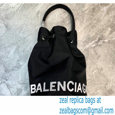 Balenciaga Wheel XS Drawstring Bucket Bag Nylon Black - Click Image to Close