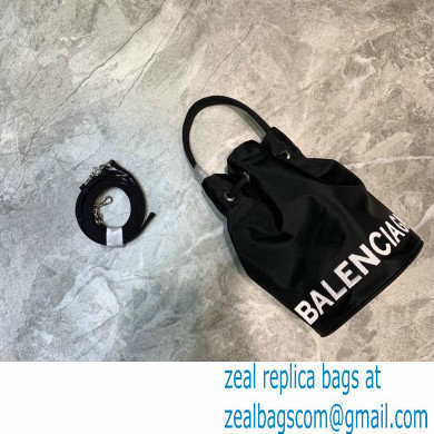 Balenciaga Wheel XS Drawstring Bucket Bag Nylon Black - Click Image to Close