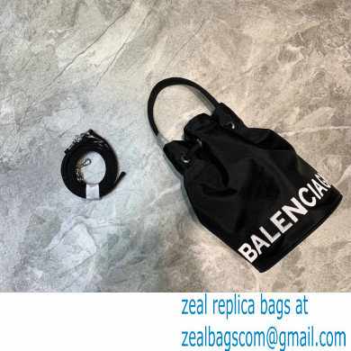 Balenciaga Wheel XS Drawstring Bucket Bag Nylon Black