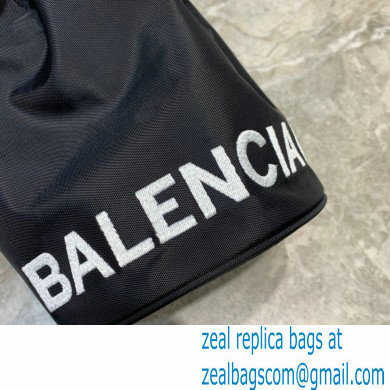 Balenciaga Wheel XS Drawstring Bucket Bag Nylon Black