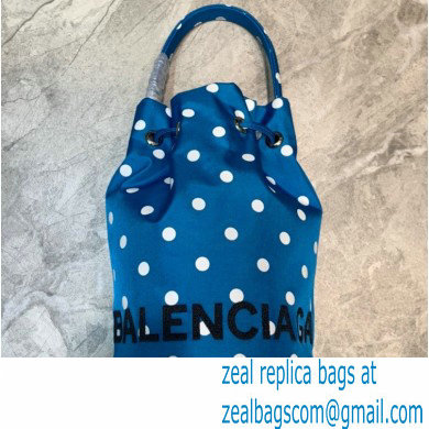 Balenciaga Wheel XS Drawstring Bucket Bag Nylon Polkadots Blue - Click Image to Close