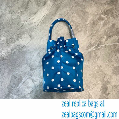 Balenciaga Wheel XS Drawstring Bucket Bag Nylon Polkadots Blue - Click Image to Close