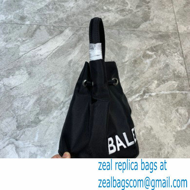 Balenciaga Wheel XXS Drawstring Bucket Bag Nylon Black - Click Image to Close
