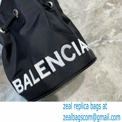 Balenciaga Wheel XXS Drawstring Bucket Bag Nylon Black