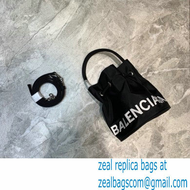 Balenciaga Wheel XXS Drawstring Bucket Bag Nylon Black - Click Image to Close