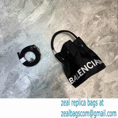 Balenciaga Wheel XXS Drawstring Bucket Bag Nylon Black