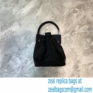 Balenciaga Wheel XXS Drawstring Bucket Bag Nylon Black - Click Image to Close