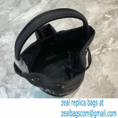 Balenciaga Wheel XXS Drawstring Bucket Bag Nylon Black