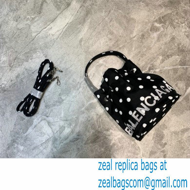 Balenciaga Wheel XXS Drawstring Bucket Bag Nylon Polkadots Black