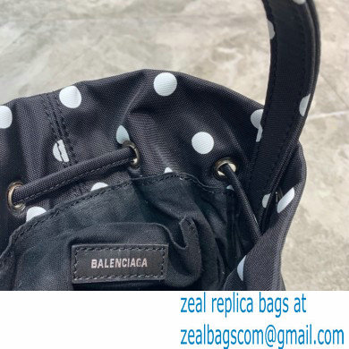 Balenciaga Wheel XXS Drawstring Bucket Bag Nylon Polkadots Black - Click Image to Close