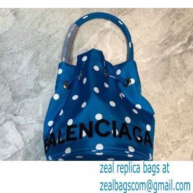 Balenciaga Wheel XXS Drawstring Bucket Bag Nylon Polkadots Blue - Click Image to Close