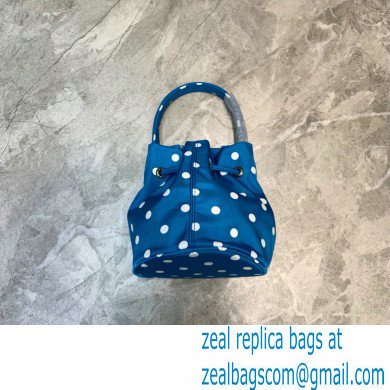 Balenciaga Wheel XXS Drawstring Bucket Bag Nylon Polkadots Blue