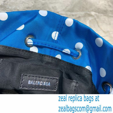 Balenciaga Wheel XXS Drawstring Bucket Bag Nylon Polkadots Blue