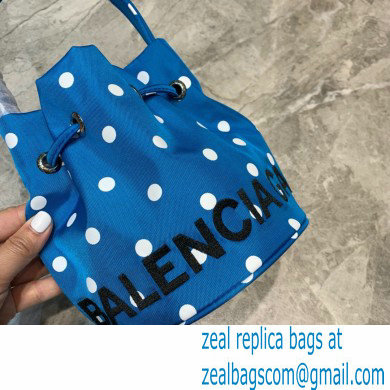 Balenciaga Wheel XXS Drawstring Bucket Bag Nylon Polkadots Blue - Click Image to Close