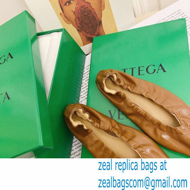 Bottega Veneta Almond Toe Flats in Crush Nappa Brown 2021 - Click Image to Close