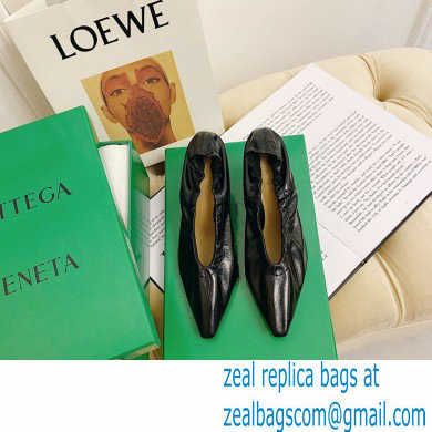 Bottega Veneta Almond Toe Pumps in Crush Nappa Black 2021