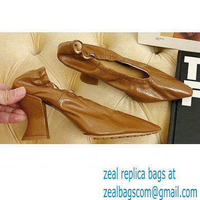 Bottega Veneta Almond Toe Pumps in Crush Nappa Brown 2021 - Click Image to Close