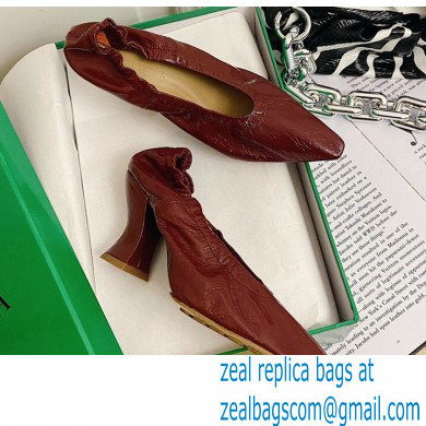 Bottega Veneta Almond Toe Pumps in Crush Nappa Burgundy 2021 - Click Image to Close