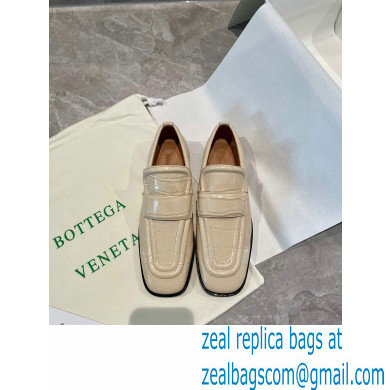 Bottega Veneta Crocodile Print Calf Leather Loafers Beige 2021