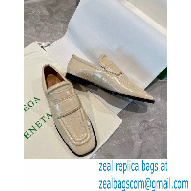 Bottega Veneta Crocodile Print Calf Leather Loafers Beige 2021