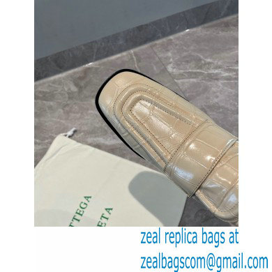 Bottega Veneta Crocodile Print Calf Leather Loafers Beige 2021