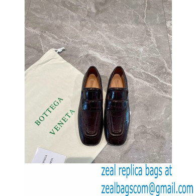 Bottega Veneta Crocodile Print Calf Leather Loafers Coffee 2021 - Click Image to Close