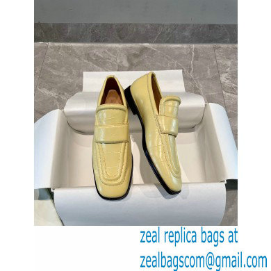 Bottega Veneta Crocodile Print Calf Leather Loafers Yellow 2021