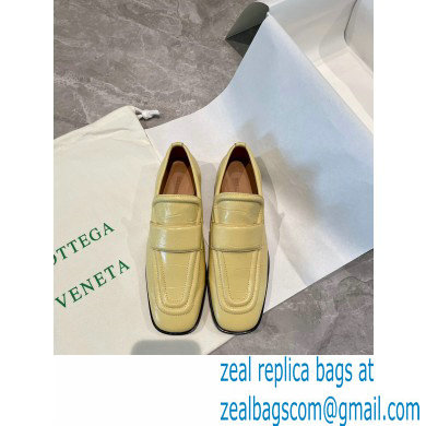 Bottega Veneta Crocodile Print Calf Leather Loafers Yellow 2021 - Click Image to Close